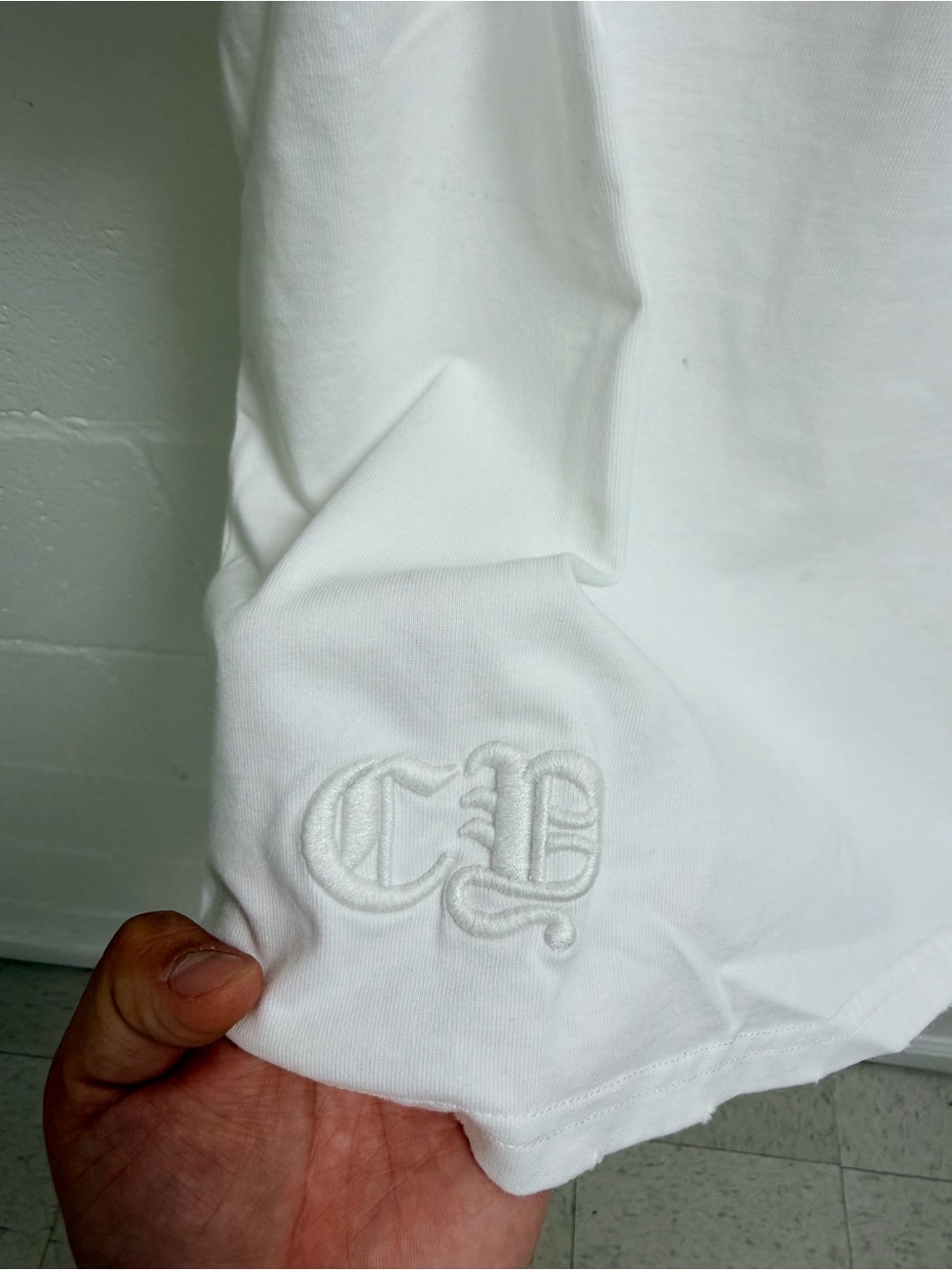 Chrome Hearts Logo Cross Patch White Embroidered Logo Cotton Tee
